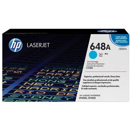 Toner cyan pour imprimante HP ColorLaserJet CP4025 / CP4525  (648A)