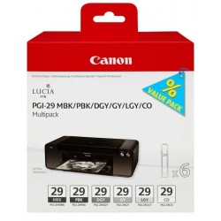 Pack de 6 cartouches  Canon PGI-29 pour Pro1 (noir mat, noir photo, gris fonc