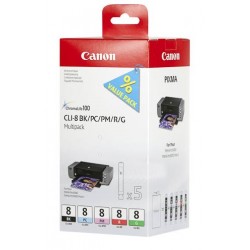 Multipack 5 couleurs Canon CLI-8 (BK,PC,PM,R,G)
