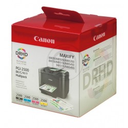 Pack 4 couleurs (Noir, Cyan, Magenta, Jaune) pour Canon IB4050 / MB5050....(PGI-2500)(9290B006)