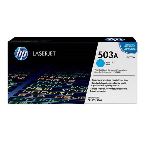 Toner Cyan Haute Capacité HP pour Color Laserjet 3800 / CP3505 (503A)