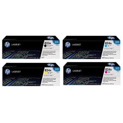 Pack de 4 toners HP pour Color Laserjet CP6015 / CM6030 / CM6040 (824A)