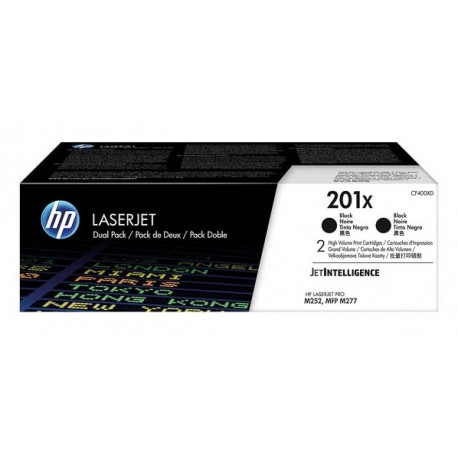 Pack 2 Toner noir HP haute capacité pour Color LaserJet Pro M252 / M277.... (201X)