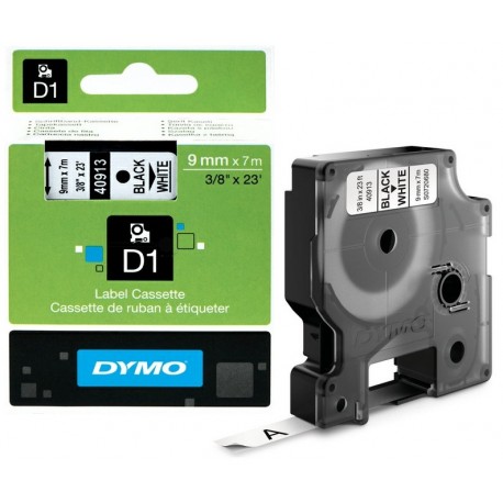 Ruban Dymo D1 (40913) - Noir sur blanc - 9mm x 7m Noir DYMO pour LabelManager