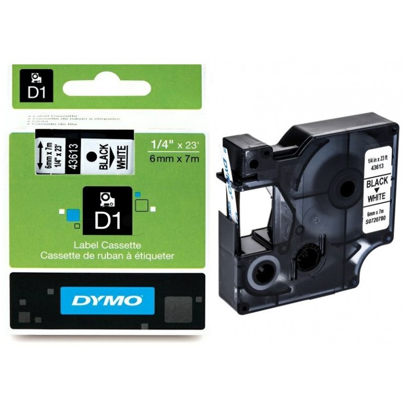 Rillprint ruban D1 compatible pour Dymo 45013, 12 mm, noir sur blanc