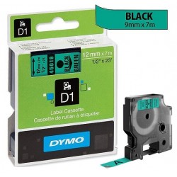 Ruban Dymo D1 (45019) 12mm x 7m Noir sur vert pour LabelManager ...