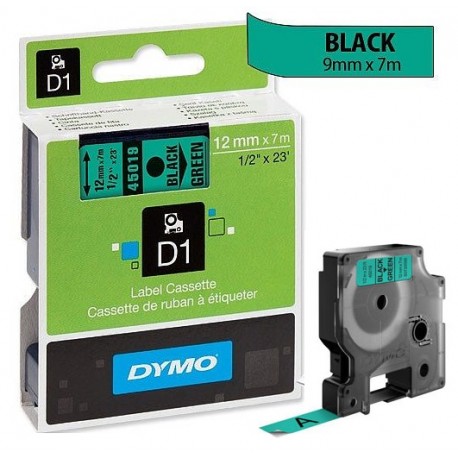 Ruban Dymo D1 (45019) 12mm x 7m Noir sur vert pour LabelManager ...