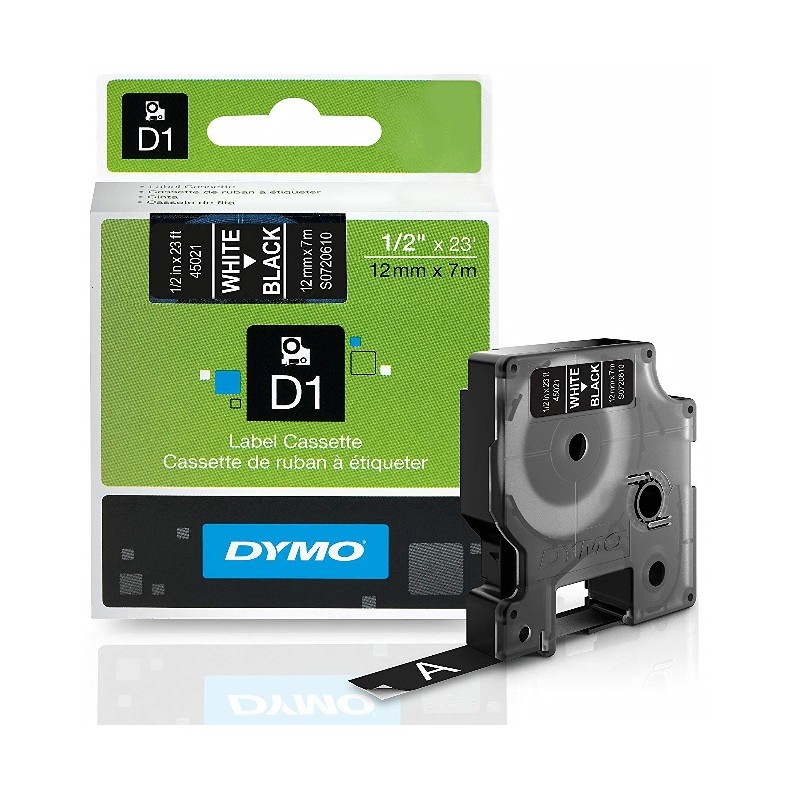 DYMO Ruban D1 Standard - noir/transparent 12 mm - 7 m - Ruban