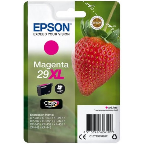 Cartouche Magenta Epson Haute Capacité pour Expression Home XP-235 / XP332 / XP-432 ... (n°29XL - fraise) (C13T29934012)