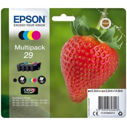 Multipack 4 couleurs Epson pour Expression Home XP-235 / XP332 / XP-432 ... (n°29 - fraise) (C13T29864012)