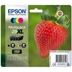 Multipack 4 couleurs Epson Haute Capacité pour Expression Home XP-235 / XP332 / XP-432 ... (n°29XL - fraise) (C13T29964012)