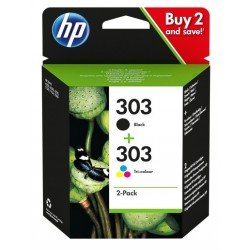 Pack 2 cartouches d'encre HP 303 Noir/trois couleurs  pour Envy Photo 6230, 7130, 7830 (N°303)