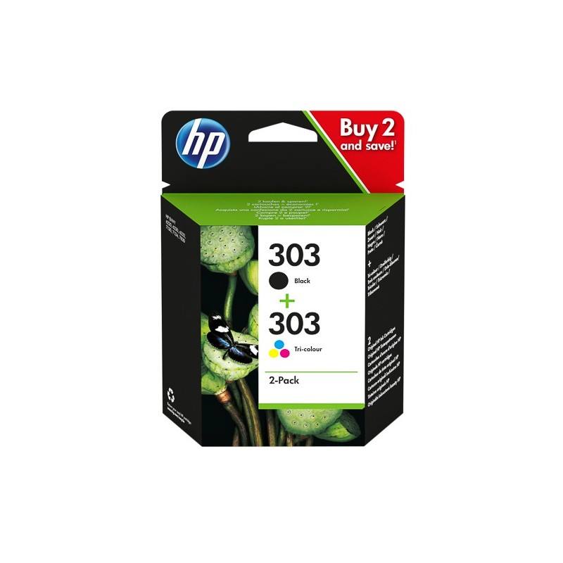 Pack 2 cartouches d'encre HP 303 Noir/trois couleurs pour Envy