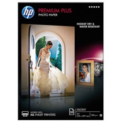 Papier photo A4 brillant HP Premium Plus - 20 feuilles -300 gr - 210 x 297 mm - Finition brillante