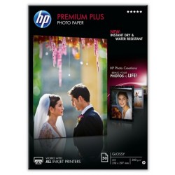 Papier photo A4 brillant HP Premium Plus - 50 feuilles -300 gr - 210 x 297 mm - Finition brillante