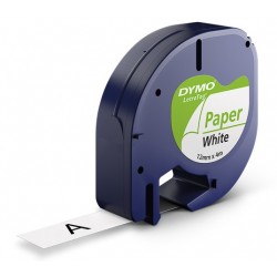 Ruban d'étiquettes en papier Dymo LT (91220) 12mm x 4m Noir sur Blanc pour étiqueteuse 