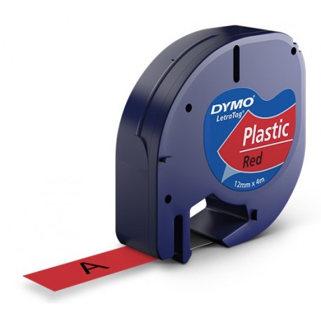 Ruban d'étiquettes en plastique Dymo LT (91223) 12mm x 4m Noir sur Rouge  pour étiqueteuse