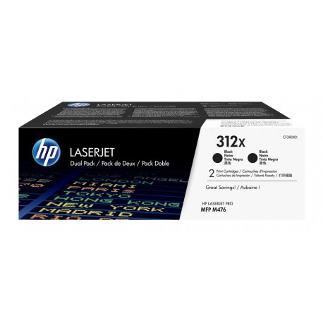 Pack de 2 Toners noir haute capacité HP pour Color LaserJet Pro M476NW/DN/DW (N°312X)