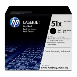 Pack de 2 Toners HP Haute capacité pour LaserJet  P3005 / M3027 / M3035 (51X)