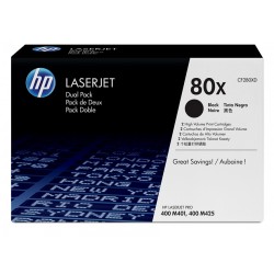 Pack de 2 toners noirs haute capacité HP pour LaserJet Pro 400 ... (80X)