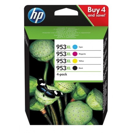 Pack 4 Cartouches jet d'encre Haute capacité HP pour Office Jet Pro 8210/ 8720/ 8740 ... (N°953XL)