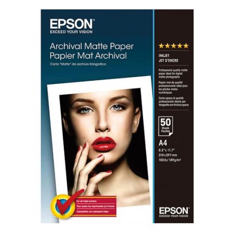 50 feuilles Papier Photo EPSON A4 - 192 gr - Finition Matte