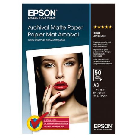 50 feuilles Papier Photo EPSON A3 - 189 gr - Finition Matte