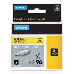 Gaines thermorétractables Dymo IND 19 mm x 1,5m (noir/jaune) - 18058