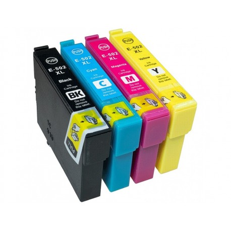 Multipack 4 encres CMYK génériques haute capacité pour Epson WorkForce WF-2860dwf ... (n°502XL)