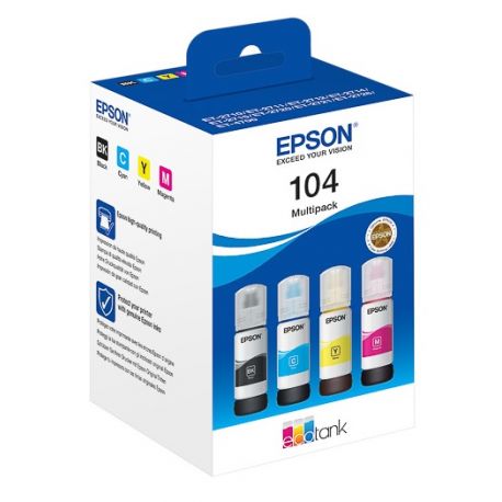 Multipack 4 Cartouches d'encre Epson pour EcoTank ET2710... (N°104)