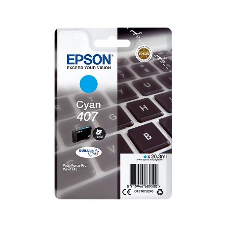 Cartouche d'encre Cyan Haute capacité Epson pour WorkForce Pro 4745DTWF .. (n°407)