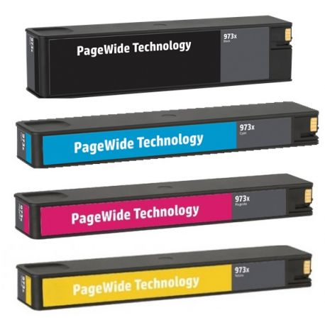 Pack 4 Cartouches jet d'encre Haute Capacité Générique pour HP PageWide : Pro 452dw / 477dw ....(N°973X)