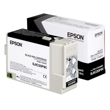 Cartouche d'encre Noir EPSON (78,7 ml) pour Imprimante TM-C3400 (SJIC20PK)