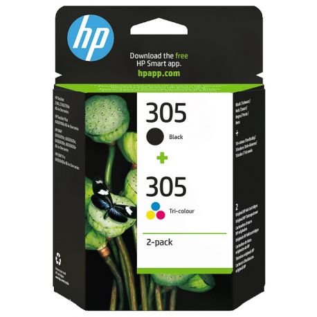 Pack 2 Cartouches Jet d'encre HP N°305 Noir et Couleur