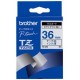  Cassette à ruban Brother pour étiqueteuse bleu sur blanc (TZ-263)  36mm