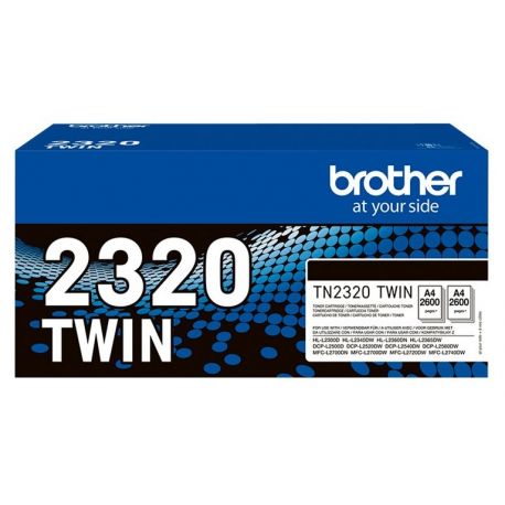 Pack 2 Cartouches toner Brother Noir pour HL L2300D / HL-L2340DW, TN-2320TWIN