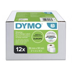 Pack 12 rouleaux de 220 Etiquettes de badge nominatif LW adhesives Dymo 54mm x 101 mm (13186)