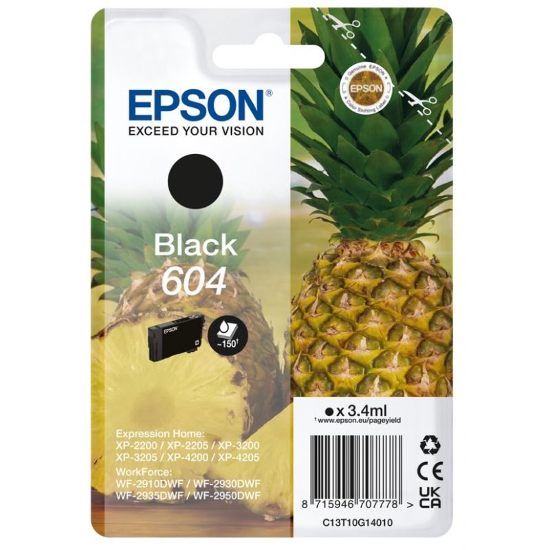 Cartouche d'encre Noir pour EPSON Expression Home XP2200, (N°604)