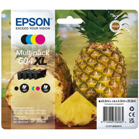 Multipack 4 Cartouches d'encre Haute Capacité pour EPSON Expression Home XP2200, ...(N°604XL)