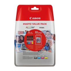 pack 4 Cartouches + papier photo Canon CLI-551XL pour Pixma MG5450 / MG6350...
