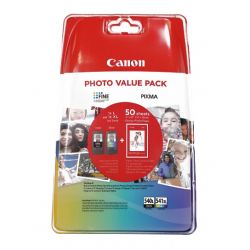Multipack Canon PG540L + CL541XL + 50 pages papier photo (10x15cm)  Canon pour Pixma MG2150 / MG3150...(PG-540L/CL-541XL)