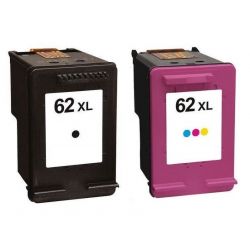 Pack 2 Cartouches Noir + Couleur XL générique pour HP Envy 5640/ Officejet 5740/ Envy 7640 (N°62XL)