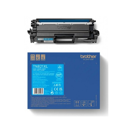 Toner Cyan Haut rendement Brother pour HL-L9430CDN, L9470CDN (TN-821XLC)