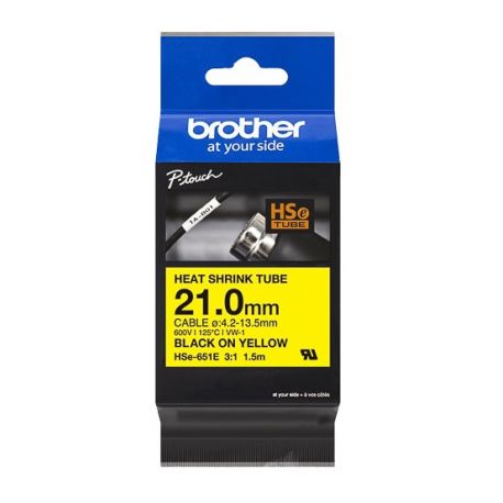 Cartouche à ruban pour gaine thermorétractable Brother HSe-651E – Noir sur Janue, 21 mm 