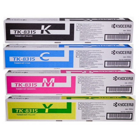 PACK 4 Toners Kyocera Mita pour TaskAlfa 2550ci (TK8315) (C, M, J, N)