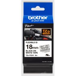 Cassette à ruban Brother pour étiqueteuse TZE-FX241 originale – Noir sur Blanc, 18 mm de large