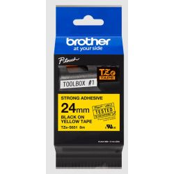 Cassette à ruban Brother pour étiqueteuse TZe-S651 originale – Noir sur Jaune, 24 mm de large