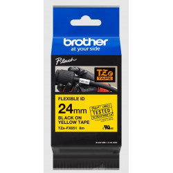 Cassette à ruban Brother pour étiqueteuse TZEFX651 originale – Noir sur jaune, 24 mm de large