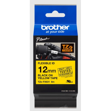 Cassette à ruban Brother pour étiqueteuse TZEFX641 originale – Noir sur Jaune, 18 mm de large