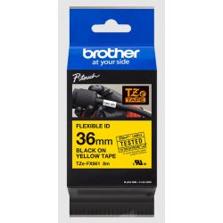 Cassette à ruban Brother pour étiqueteuse TZEFX661 originale – Noir sur jaune, 36 mm de large